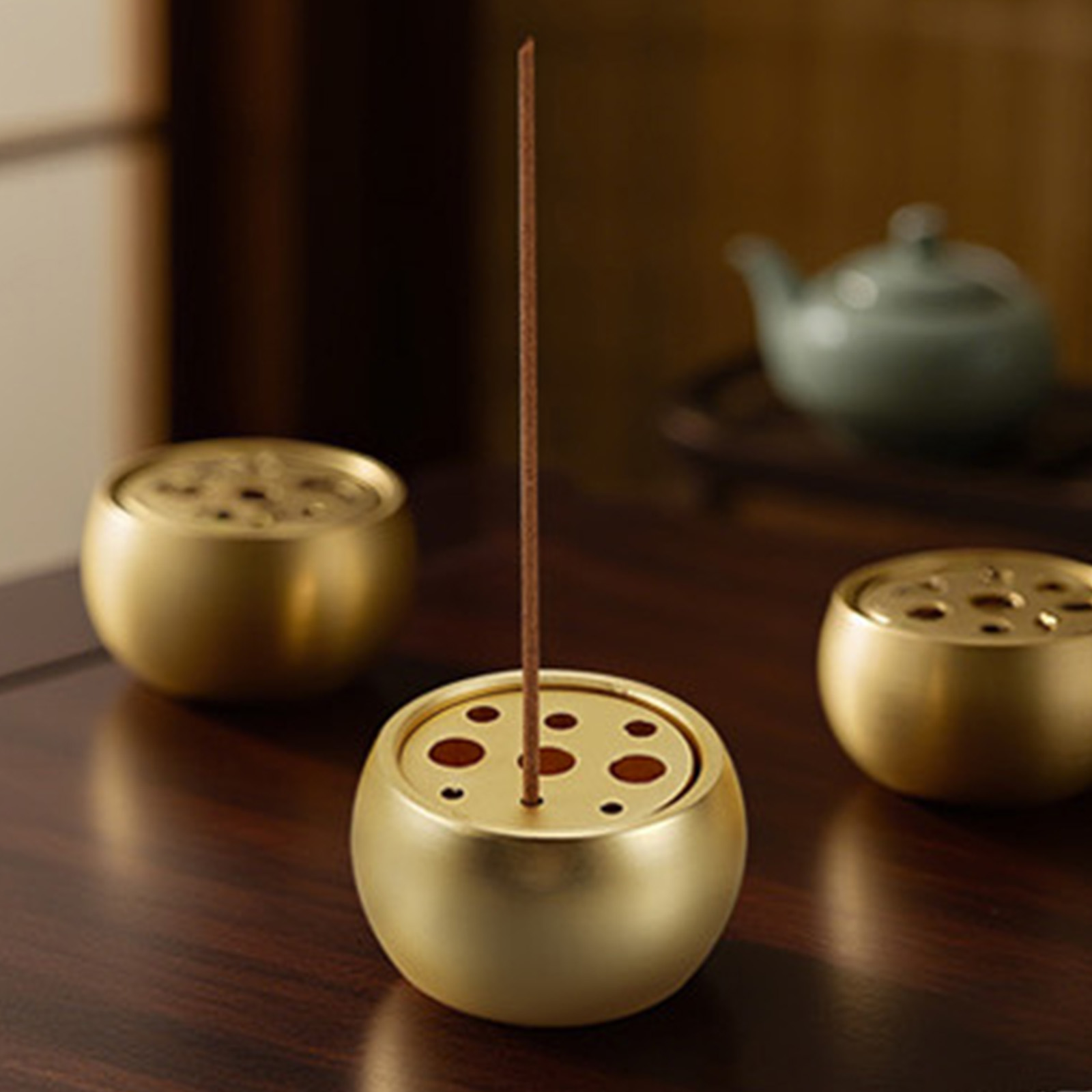 9Holes Incenses Burners,Brass Incenses Holder Ashes Catcher for Meditations Yogas Room