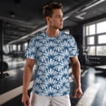 thumbnail image 3 of Wukai Blue Shells Print Men's Short-Sleeved Mesh T-Shirt,Quick-Dry Short Sleeve Workout T-Shirt-Small, 3 of 8