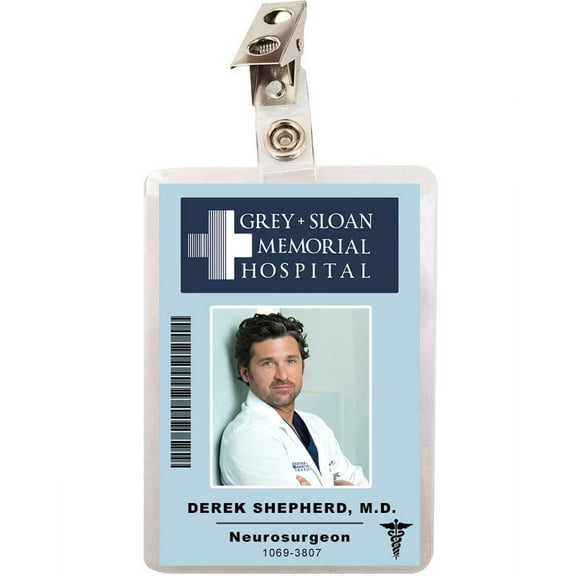 Derek Shepherd Sloan Memorial Hospital ID Badge Name Tag