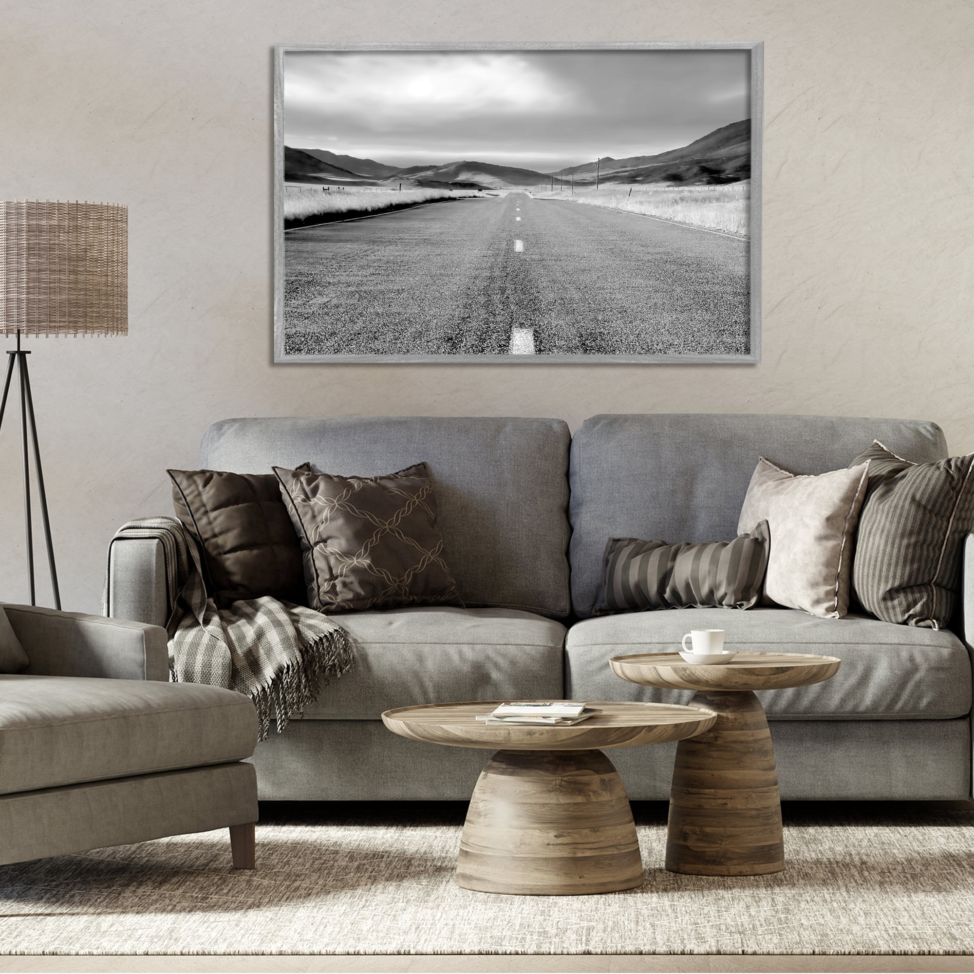 Stupell Industries Open Road Through Rolling Hills Gray Framed Giclee Art, design by Steve Toole