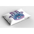 thumbnail image 2 of Ambesonne Evil Eye Pillow Sham, All Seeing Eye Lotus Motif, 26" X 20", White Pink and Blue, 2 of 2