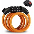 thumbnail image 1 of Combination Bike Lock Security Coiled Cable Lock Spiral Cable Lock Scooter Cable Lock 5 Digit Bike Lock, 1.2M, for Electric Bike, Skateboard, Strolle, 1 of 1