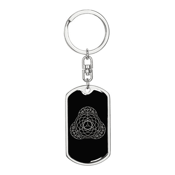 Sacred Geometry Visica Piscis Triquetra Overlapping Stainless Steel or 18k Gold Premium Swivel Dog Tag Keychain