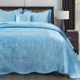 thumbnail image 2 of Home Soft Things 4 Piece Quilted Satin Bedspread Set - Aquatic - Oversize Queen (110" x 120"), 2 of 7