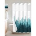 thumbnail image 6 of No Hook Shower Curtain with Snap in Liner, Tree Forest Shadow Botanical Plants Waterproof Bath Curtain Double Layers with See Through Top Window, Teal Gradient on White Hotel Shower Curtains 36x72in, 6 of 9