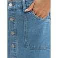 thumbnail image 5 of INSPIRE CHIC Women's Skirt Denim Button Down Frayed Trim H-Line Knee Length Casual Jean Skirts S Light Blue, 5 of 6