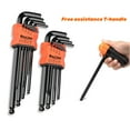 thumbnail image 2 of 9Pcs Hex Wrench Set Allen Wrench Tool Square Wrench Torx Inner Hexagonal Long Ball End L Key 1.5 - 10mm With T-handle, 2 of 9