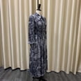 thumbnail image 6 of AURA Plus Size Printed Swing Midi Dress Long Sleeve Polo Collar High Waist Belted Banquet Spring Fall Dress, 6 of 10