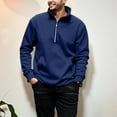thumbnail image 3 of qucoqpe Mens Sweatshirts Casual Fashion Mock Neck Pullover Hoodie with Quarter Zip Fall Winter Warm Sweater Tops with Pocket, 3 of 8