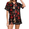 thumbnail image 5 of Enjoytime Christmas Pajamas for Women Set Print Notch Collar Short Sleeve Shirts Shorts 2 Piece Loungewear Sets Casual Button Down Sleepwear, 5 of 7