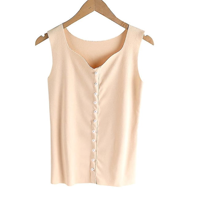 Women's Thermal Vest W Warm Sveless Camisole Strap Thermal Jaet - Apricot Color