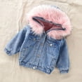 thumbnail image 2 of IROINNID Toddler Child Baby Girl Hooded Plus Thick Coat Fleece Warm Thick Denim Jacket Acetate Fiber Cotton Clothes, 2 of 7