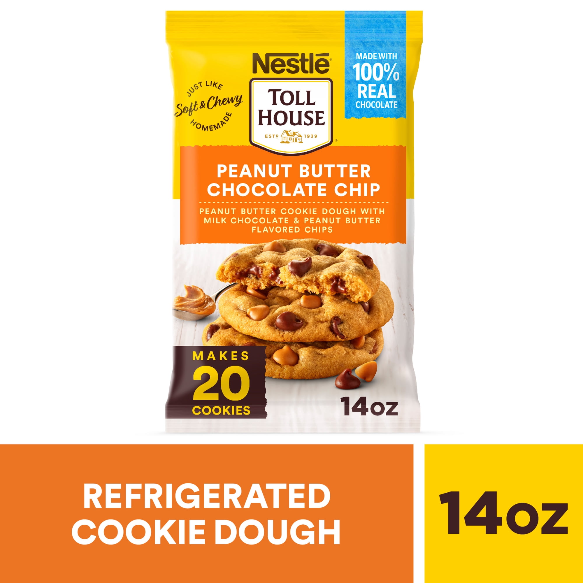 Nestle Toll House Peanut Butter Chocolate Chip, Ready to Bake Cookie Dough 14 oz