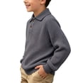 thumbnail image 5 of HAiming Kids School Uniform Long Sleeve Button Collared Knitted Loose Casual Sweaters Fall Winter Workout Undershirts, 5 of 6