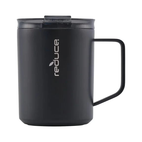 Vacuum Insulated Stainless Steel Hot1 Mug With Lid And Handle, Black, 14 Oz.