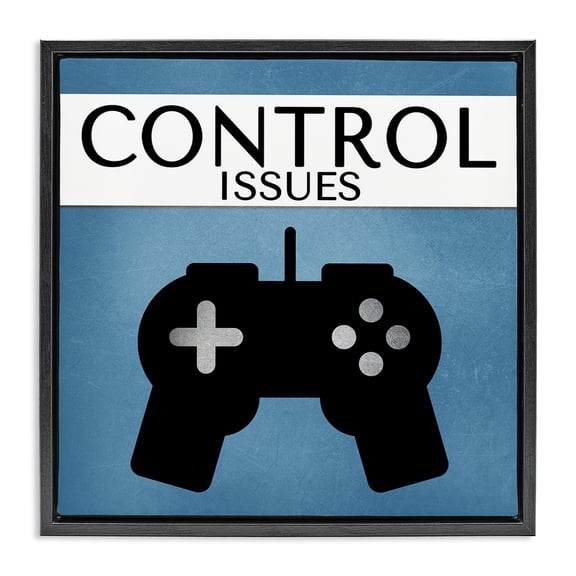 Stupell Industries Contemporary Control Issues Gamer Black Floating Frame Canvas Art, 18 x 18, by Kim Allen