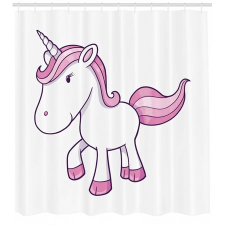Unicorn Party Shower Curtain Simplistic Nursery Themed Graphic Of