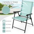 thumbnail image 4 of Gymax Set of 2 Patio Folding Chairs Outdoor Portable Pack Lawn Chairs w/ Armrests Mint Green, 4 of 7
