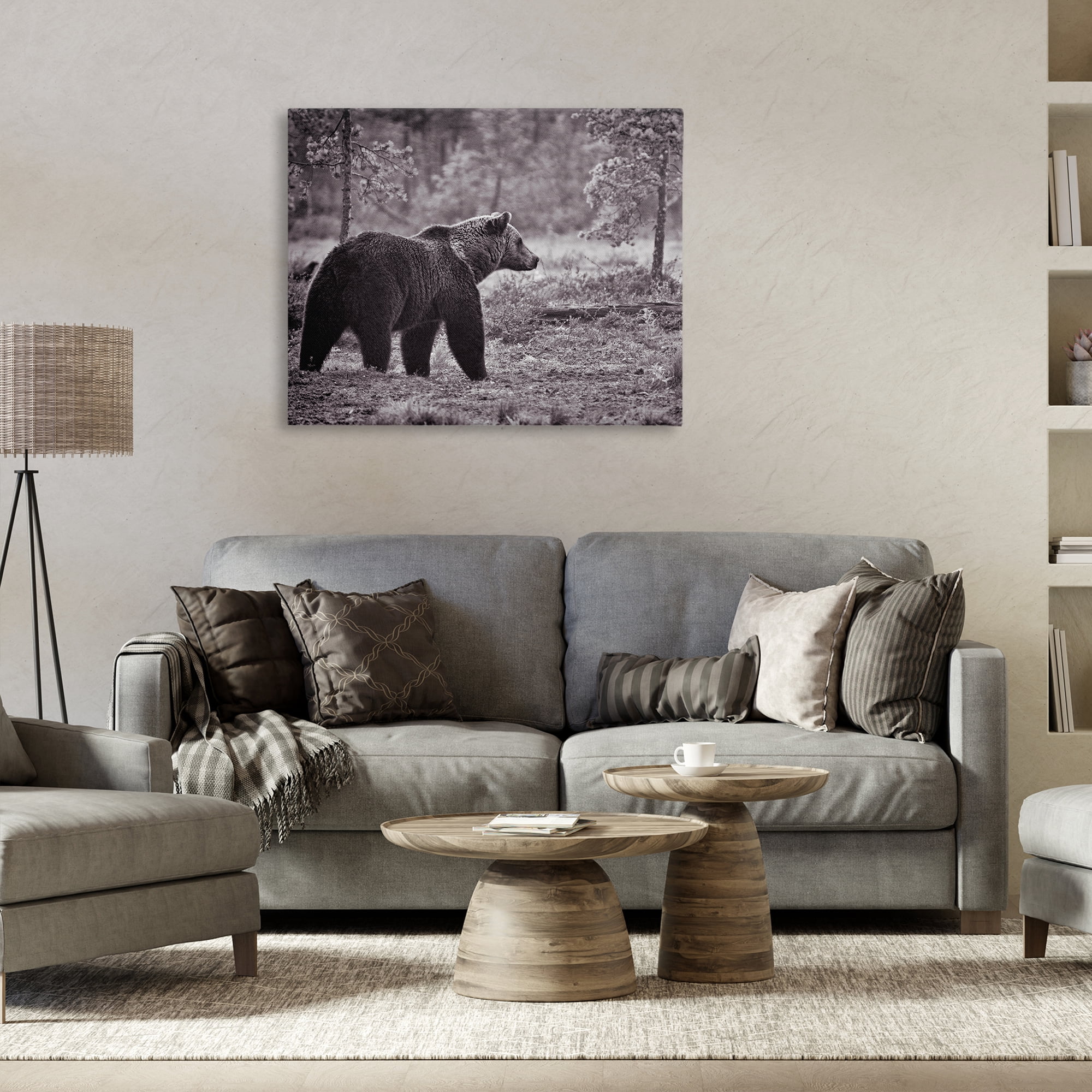 Stupell Industries Bear Stepping in Forest Animals & Insects Photography Gallery Wrapped Canvas Art Print Wall Art, 40 x 30