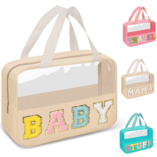 Bolsa de maquillaje izuzta Preppy Clear Baby impermeable de nailon beige