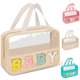 thumbnail image 1 of Bolsa de maquillaje izuzta Preppy Clear Baby impermeable de nailon beige, 1 of 9