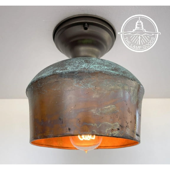 New  COPPER Handcrafted Rustic Farmhouse Ceiling Light - Lighting Fixture Flush