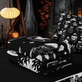 thumbnail image 5 of Homewish Halloween Gothic Skull Zipper Twin Comforter Sets with Fitted Sheet and 2 Pillowcases, Magical Mushroom Zipper Bedding Set, Black White, Black Reversible, 5 of 7