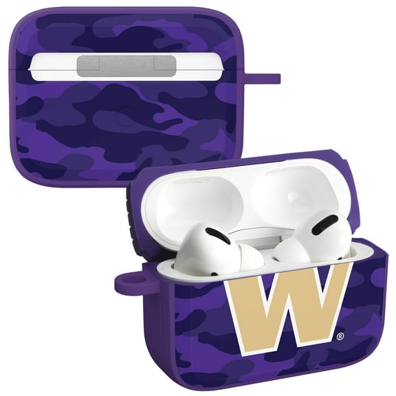 Washington Huskies Camo HDX Case Cover Compatible with Apple AirPods Pro 1 & 2 by Affinity Bands