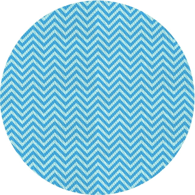 Ahgly Company Tapis Rond Lavable en Machine Intérieur Transitionnel Bleu, 6 Pieds Rond