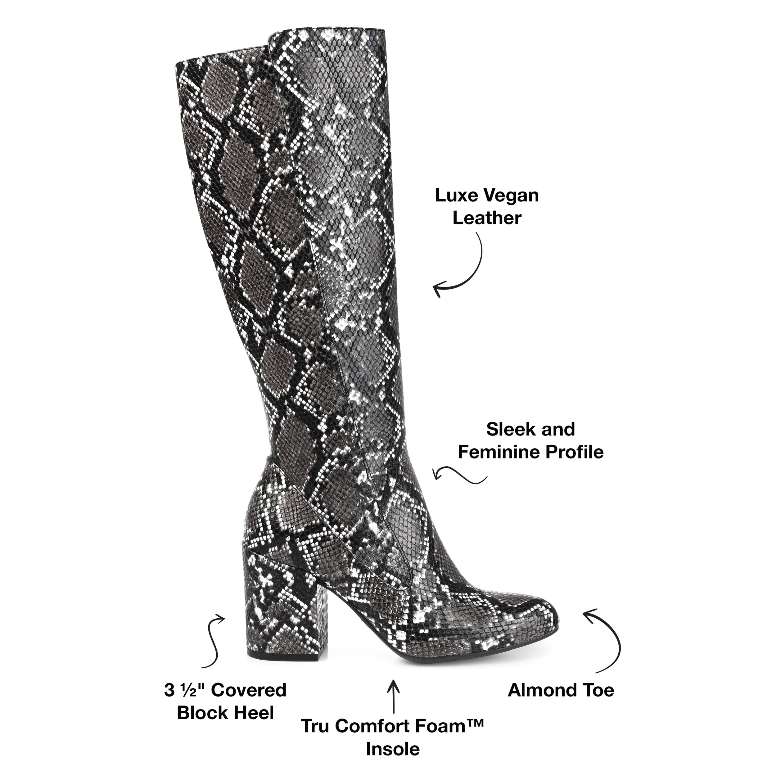 Journee Womens Tavia Extra Wide Calf Block Heel Knee High Boots