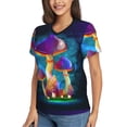 thumbnail image 2 of Xecao Magic Mushrooms ,Fireflies for Women's V-Neck T-Shirts-Elegant Half-Sleeve Tops Perfect for Summer-XX-Large, 2 of 5