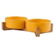 thumbnail image 1 of Cuenco de cerámica para perros y gatos con soporte de madera, juego de agua y comida ponderada mate antideslizante para gatos y perros pequeños, 1 of 5