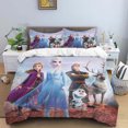 thumbnail image 3 of Juego de cama de tres piezas con estampado de dibujos animados de Disney Frozen Elsa y funda de almohada para niños o adultos, tamaño King, Queen, Full y Twin, 3 of 5