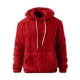 thumbnail image 5 of Mens Fuzzy Sherpa Lined Hoodie Pullover Sweatshirts Long Sleeve Winter Hooded Thermal Casual Outerwear With Pocket, 5 of 7