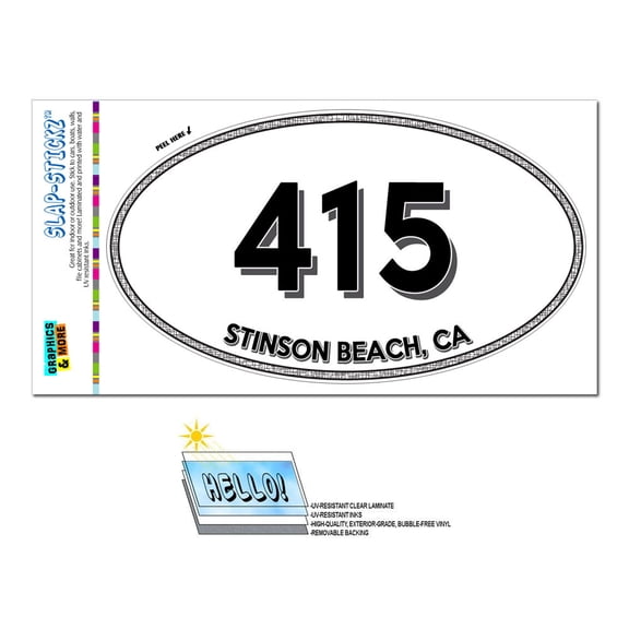 415 - Stinson Beach, CA - California - Oval Area Code Sticker