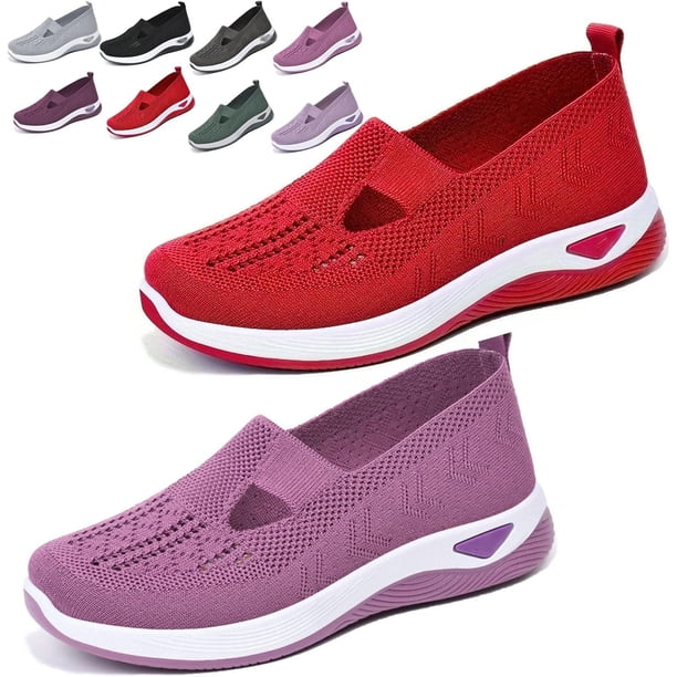 Zapatillas de punto cómodas y transpirables para mujer, zapatillas de punto para mujer, zapatos anchos transpirables para mujer