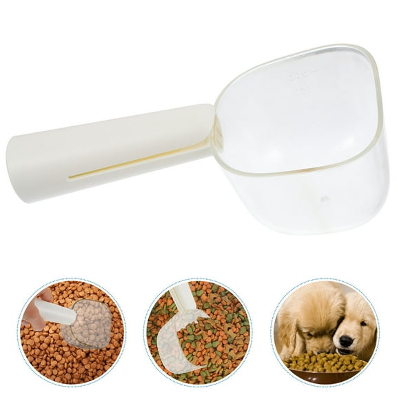 WRISTBIQUE 1Pack Pet Food Scooper in White Plastic for Cat and Dog 18.2X8X6cm