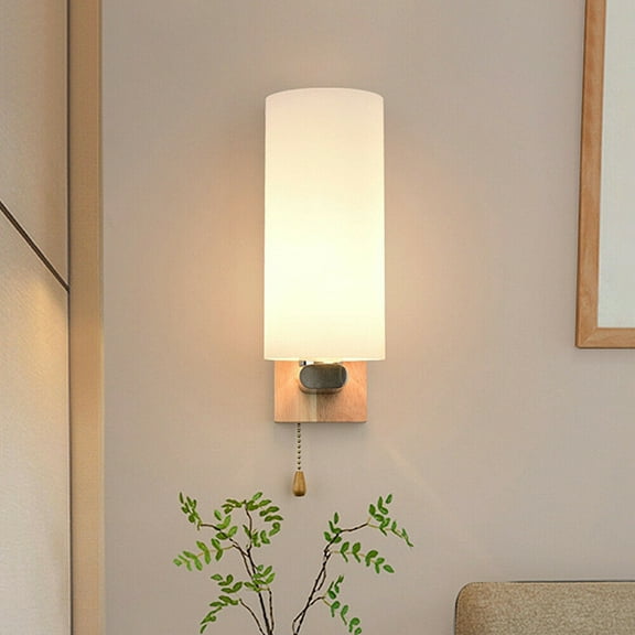 Fichiouy Modern Wood Glass Wall Light Wall Sconce Lamp Elegant lighting Pull Switch 5W 5~10㎡