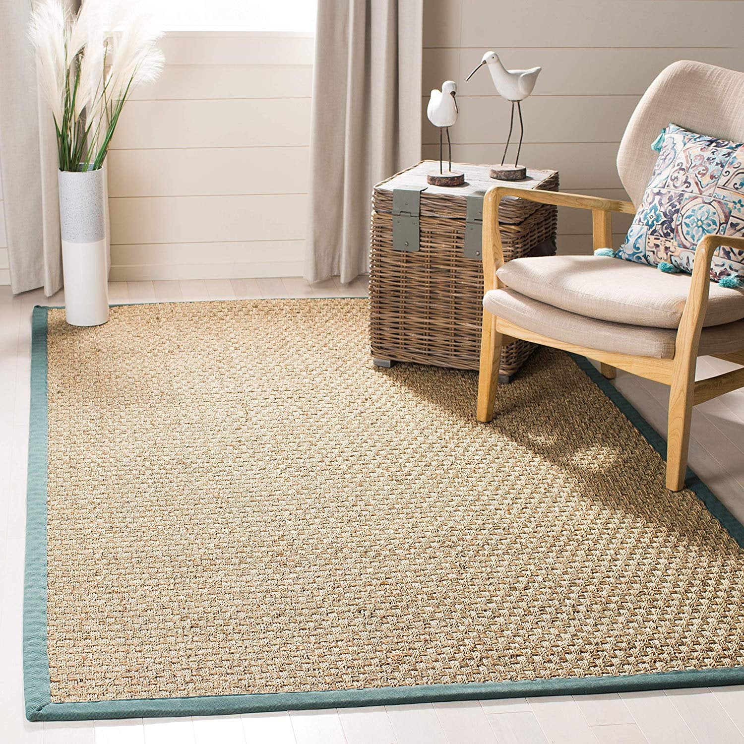 Safavieh Natural Fiber Collection NF114M Basketweave Natural and Light