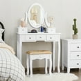 thumbnail image 3 of Costway Vanity Table Set Dressing Table Set W/5 Drawer Make Up Table and Stool Set White, 3 of 10