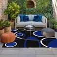 thumbnail image 2 of Black Blue Outdoor Rug for Patio/Deck/Porch, Non-Slip Large Area Rug 6 x 9 Ft, White Circle Geometric Abstract Texture Indoor Outdoor Rugs Washable Area Rugs, Reversible Camping Rug Carpet Runner, 2 of 8