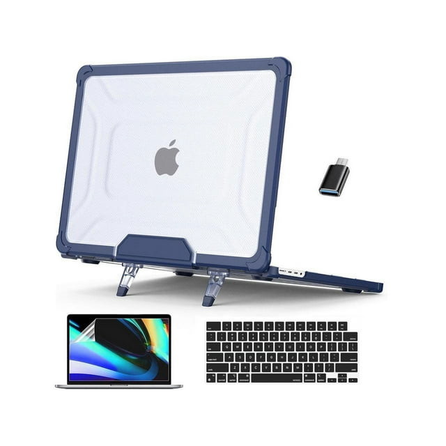 Étui pour MacBook Pro 16 Pouces Case 2023 2022 2021 Release M3 A2991 M2 A2780 M1 A2485 Pro Max Chip, Étui Rigide pour Portable avec Béquille, Peau de Clavier, Protecteur d'Écran, Couvercle pour Caméra Adaptateur USB‐C