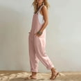thumbnail image 4 of Women's Fashionable Casual Loose-Fit Plain Sleeveless Jumpsuit With Patch Pockets, Size S-2XL, 4 of 5