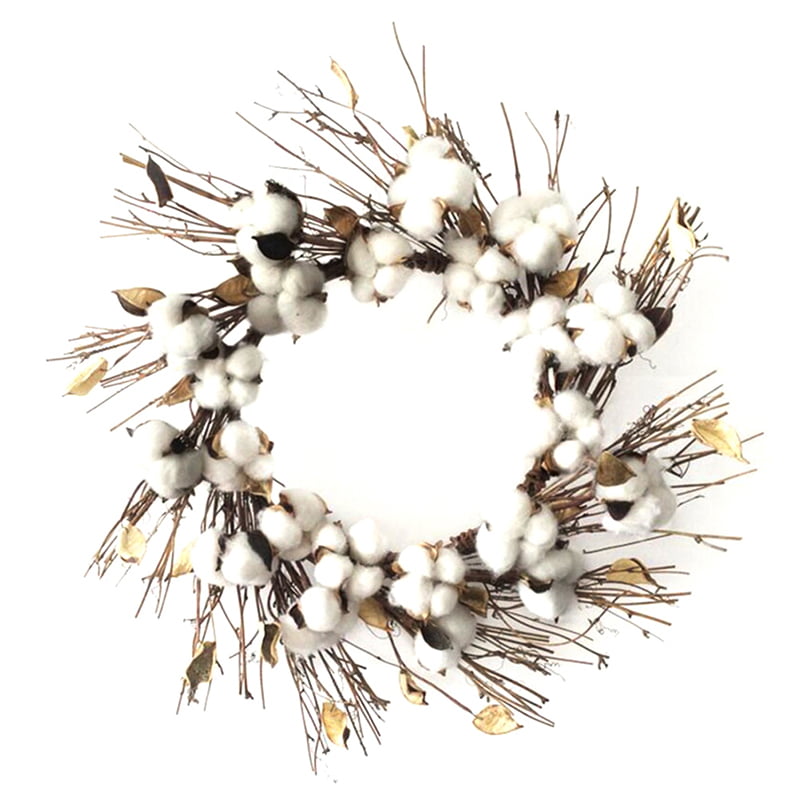 6Pcs Natural Cotton Head Artificial Dried flowers Xmas Diy Garland Wreath De Eha 
