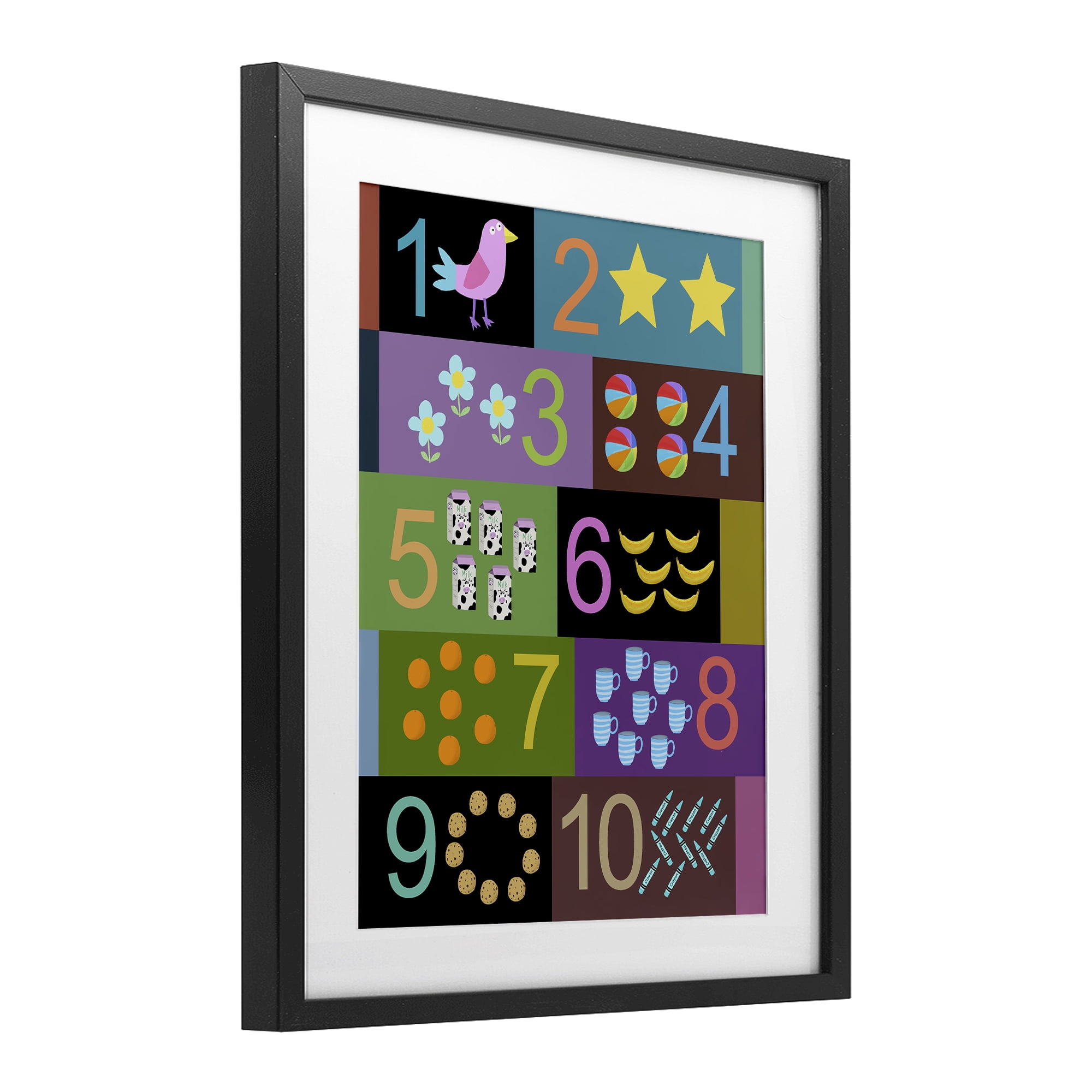 Learning To Count Chart Black Framed Print Under Glass, design by Carla Daly