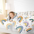 thumbnail image 4 of Manfei Retro Multicolor Rainbow Bedding Comforter Set,Boho Style Twin Comforter Sets,Colorful Heart Print Bedding Set For Kids,Luxury Bedroom Decor Reversible,2 Pieces, 4 of 8