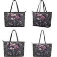 thumbnail image 3 of TSOVTHRID Skull Rose Flower Print Handbag with Wallet Set Black Tote Satchel Shoulder Purse with Matching Wristlet Wallet PU Leather Top Handle Handbag with Coin Purses, 3 of 7