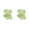 thumbnail image 3 of Minnieouse Conjunto de camisas y ropa para niñas, manga abullonada de verano, poliéster, mano de obra fina, Tops transpirables, ropa multiusos verde 140cm 2Conjunto, 3 of 6
