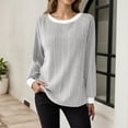 thumbnail image 2 of Fiaer.Womens Long Sleeve Going out Tops.Plus Size Casual Crew Neck Tshirts for Women.Ladies Loose Fit Trendy Color Blocking Classic T Shirts Grey XL, 2 of 6