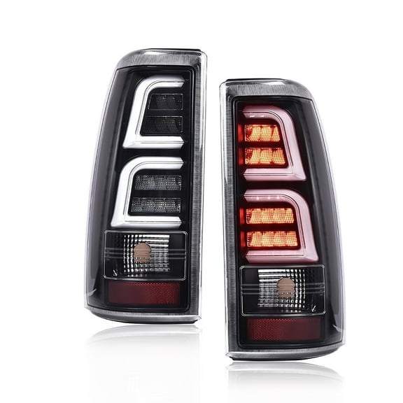 CROSSDESIGN LED Tube Tail Lights Brake Lamps Fit for Chevy Silverado 1500 2500 & HD 1999-2002/GMC Sierra 1500 2500 & HD 1999-2006